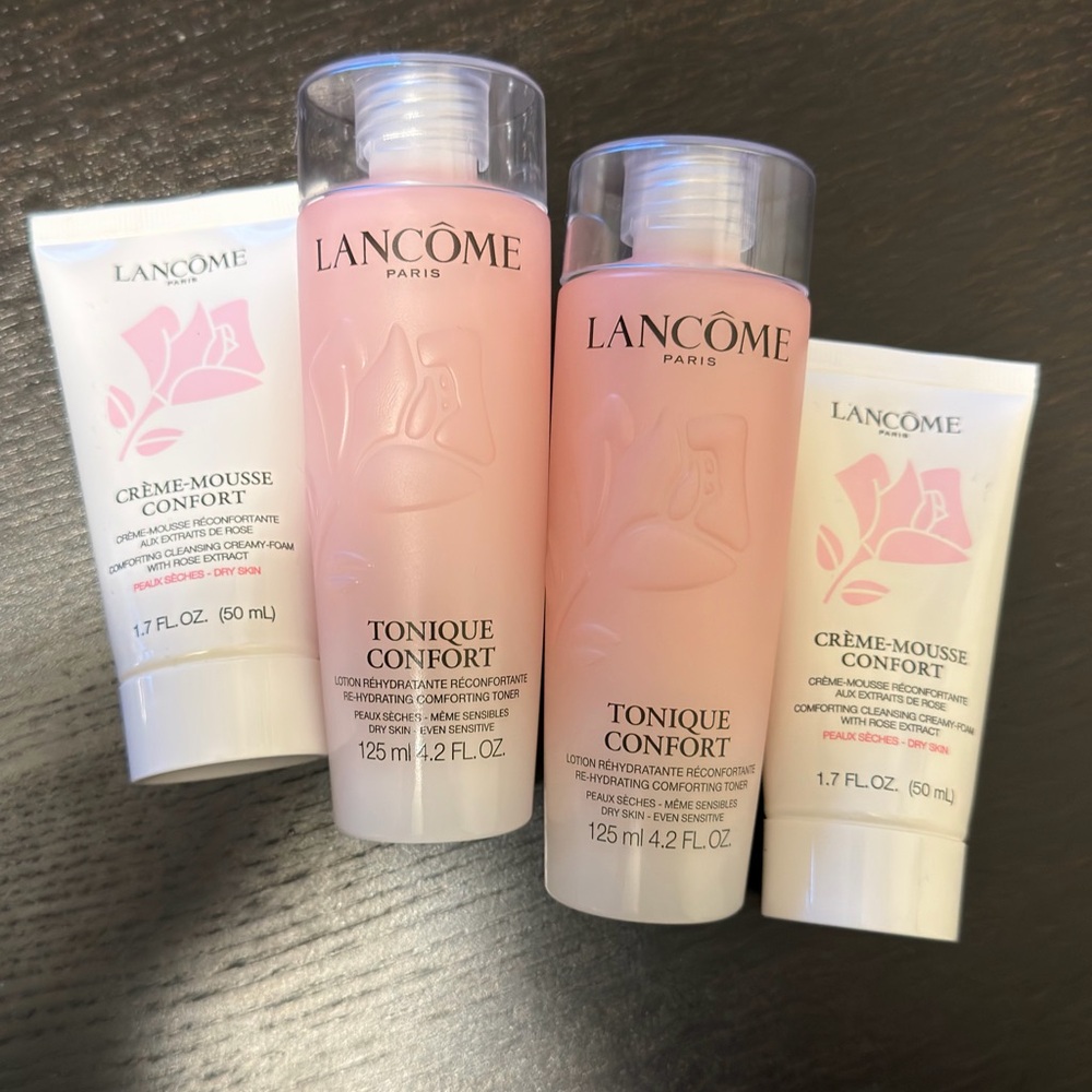 Lancome tonique confort dry skin toner mousse cleanser foam new set x4